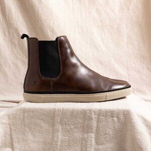 Frye Men's Essex Leather Pull-On Chelsea Boots Brown Sherpa Lined 11.5